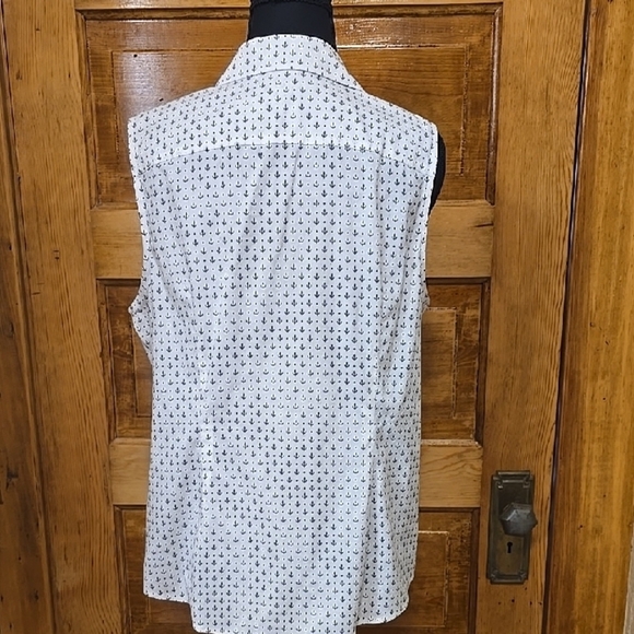 Talbots Black and White Coastal Sleeveless  Blouse 14P - Picture 4 of 4